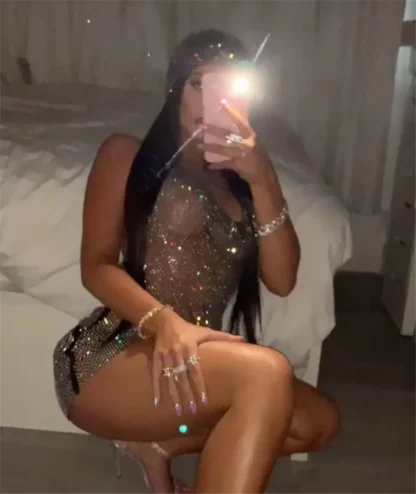 Glittery Bikini Cover-Up Sequin Mini Dress - Image 3