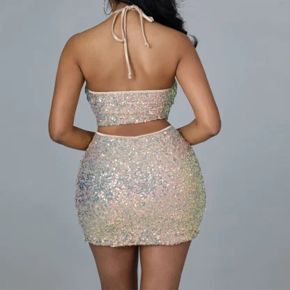 Sizzling Glittering Halter Bodycon Dress - Image 7