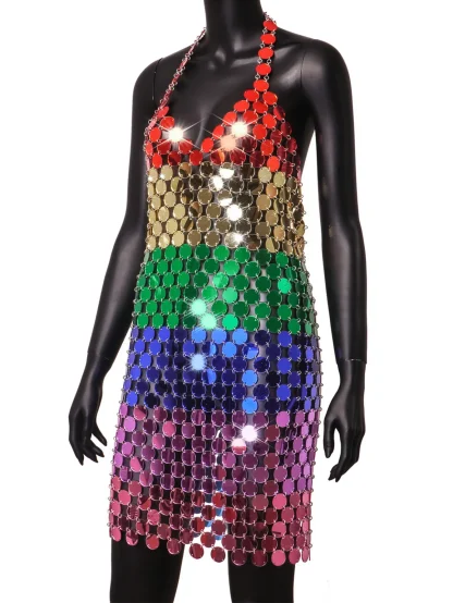 Sultry Metal Sequin Beach Party Dress - Image 4