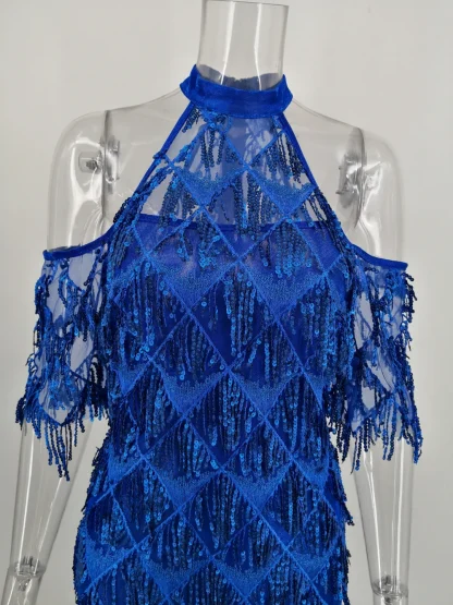 Sultry Off Shoulder Sequin Dress - Image 3