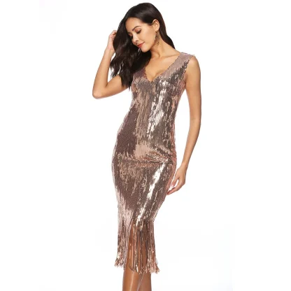 Radiant Tassel Shiny Midi Dress - Image 2