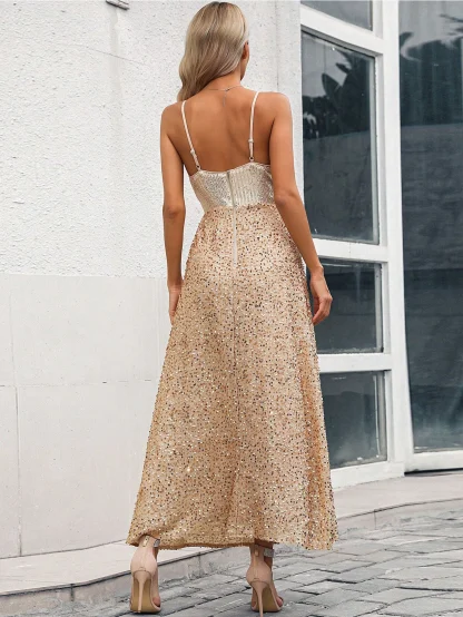 Stunning Cut Out Long Shiny Dress - Image 2