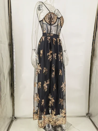 Radiant See-Through Sequin Mesh Dress - Image 3