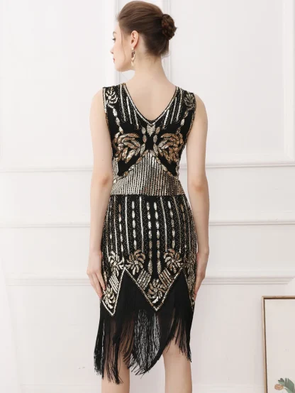 Retro Tassel Midi Sparkling Dress - Image 4